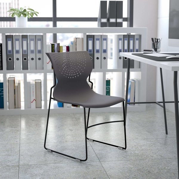 Flash Furniture Gray Plastic Stack Chair RUT-438-GY-GG